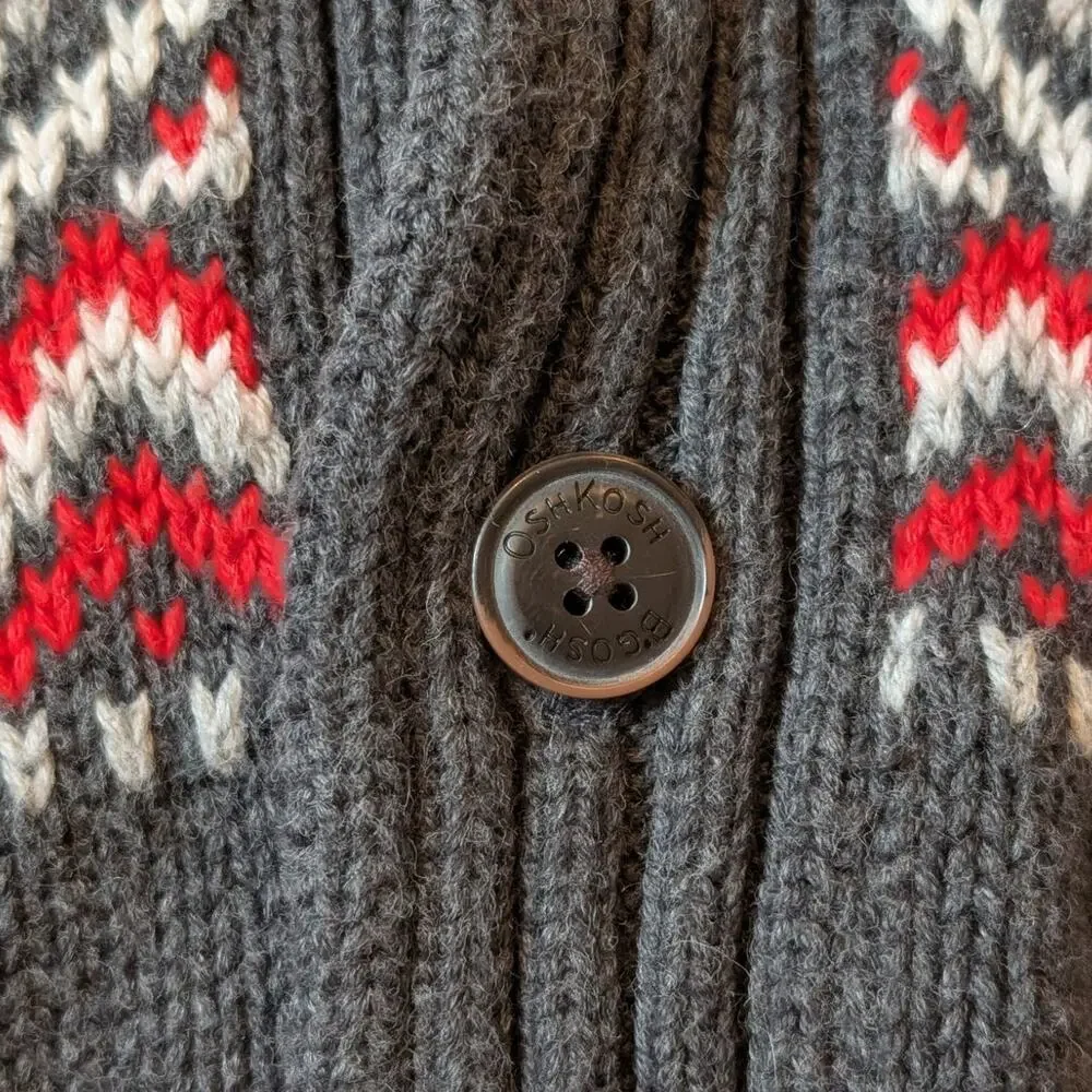 OshKosh B'gosh Nordic fair isle sweater cardigan button-up shawl collar boys 4t